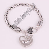 Rhodium Plated Chihuahua Dog Bracelet Charm Link Chain Jewelry