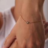 Zircon Heart Bracelet Stainless Steel Women's Jewelry Gift