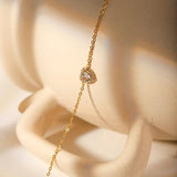 Zircon Heart Bracelet Stainless Steel Women's Jewelry Gift