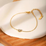Zircon Heart Bracelet Stainless Steel Women's Jewelry Gift
