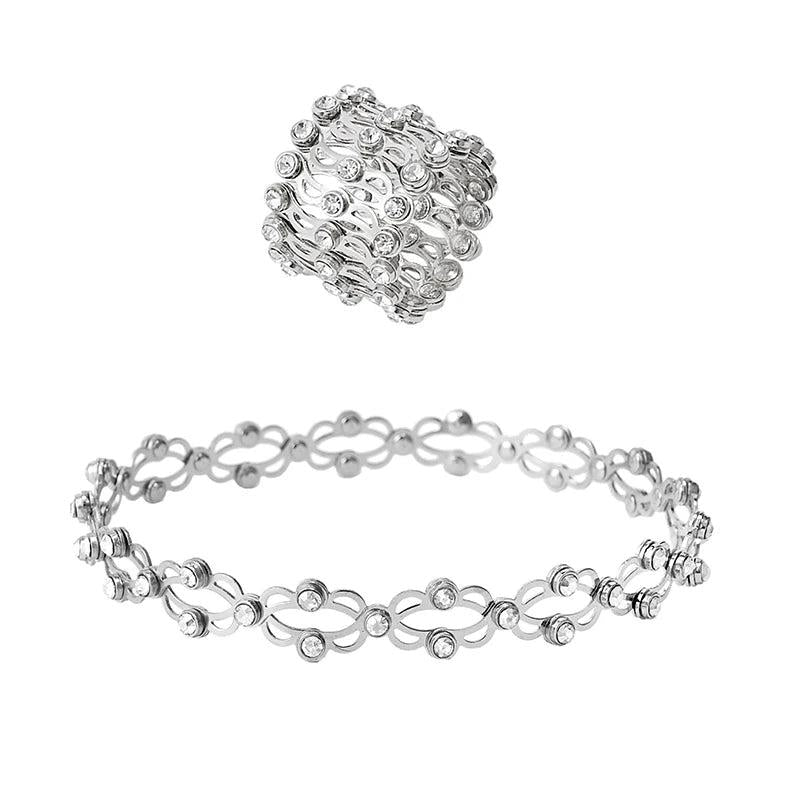 Metal Zircon Bangle Bracelet Foldable Ring Bracelet