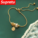 Titanium Steel Plated 18K Bracelet Zircon Button Bangle Gift