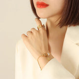 Titanium Steel Plated 18K Bracelet Zircon Button Bangle Gift