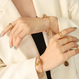 Titanium Steel Plated 18K Bracelet Zircon Button Bangle Gift