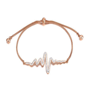 Heartbeat Charm Bracelet Stainless Steel CZ Crystal Party Chain JB20168