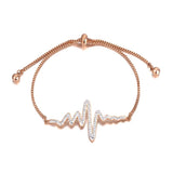 Heartbeat Charm Bracelet Stainless Steel CZ Crystal Party Chain JB20168