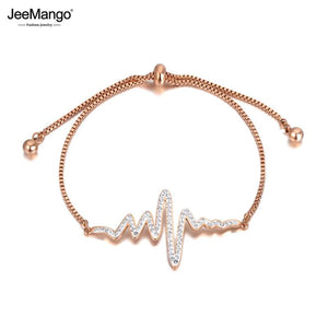 Heartbeat Charm Bracelet Stainless Steel CZ Crystal Party Chain JB20168