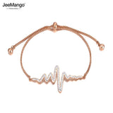 Heartbeat Charm Bracelet Stainless Steel CZ Crystal Party Chain JB20168