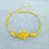 Gold Color Flower Ball Beads Charm Bracelets & Bangles for Women