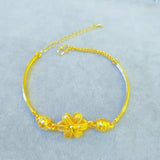 Gold Color Flower Ball Beads Charm Bracelets & Bangles for Women