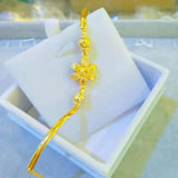 Gold Color Flower Ball Beads Charm Bracelets & Bangles for Women