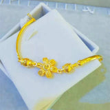 Gold Color Flower Ball Beads Charm Bracelets & Bangles for Women