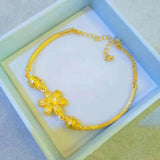 Gold Color Flower Ball Beads Charm Bracelets & Bangles for Women
