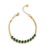 Colorful Green CZ Snake Chain Bracelet Bangle 18K Plated
