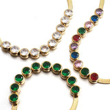 Colorful Green CZ Snake Chain Bracelet Bangle 18K Plated