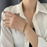 Colorful Green CZ Snake Chain Bracelet Bangle 18K Plated