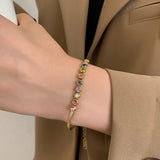 Colorful Green CZ Snake Chain Bracelet Bangle 18K Plated