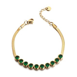 Colorful Green CZ Snake Chain Bracelet Bangle 18K Plated