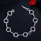 ThreeGraces CZ Geometric Link Chain Bracelet for Women BR212