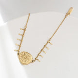 Vintage Stainless Steel Round Sun Charm Bracelet for Women