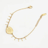 Vintage Stainless Steel Round Sun Charm Bracelet for Women