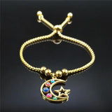 Judaism Moon Stars Stainless Steel Bead Bracelet