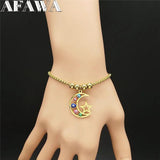 Judaism Moon Stars Stainless Steel Bead Bracelet