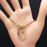 Judaism Moon Stars Stainless Steel Bead Bracelet