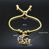 Judaism Moon Stars Stainless Steel Bead Bracelet