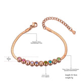 Boho Snake Chain Charm Bracelet with CZ Crystal, Titanium Stainless Steel AB2