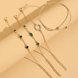 Green Rhinestone Jewelry Set: 4 Pieces of Bracelets for Women