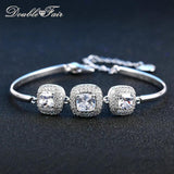CZ Charm Bracelet Silver Crystal Wedding Jewelry