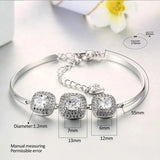 CZ Charm Bracelet Silver Crystal Wedding Jewelry