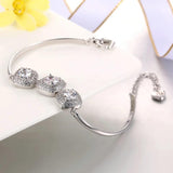 CZ Charm Bracelet Silver Crystal Wedding Jewelry