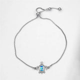 Sea Turtle Opal Stone Wedding Bracelet Rose Silver Chain Women Accessory