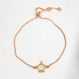 Sea Turtle Opal Stone Wedding Bracelet Rose Silver Chain Women Accessory