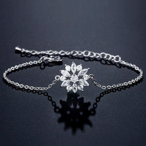 Romantic Zircon Flowers Bracelet for Women Girls Wedding Party Love
