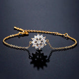 Romantic Zircon Flowers Bracelet for Women Girls Wedding Party Love