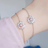 Romantic Zircon Flowers Bracelet for Women Girls Wedding Party Love