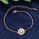 Romantic Zircon Flowers Bracelet for Women Girls Wedding Party Love