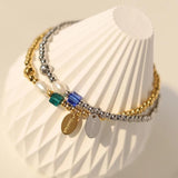 Elastic Beads Bracelet Stainless Steel Freshwater Pearl Ball Bracelet