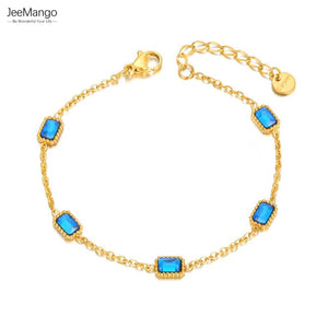 Black/Blue CZ Crystal Charm Bracelets Stainless Steel Bohemia Chain & Link