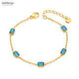 Black/Blue CZ Crystal Charm Bracelets Stainless Steel Bohemia Chain & Link