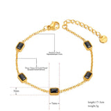 Black/Blue CZ Crystal Charm Bracelets Stainless Steel Bohemia Chain & Link