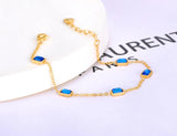 Black/Blue CZ Crystal Charm Bracelets Stainless Steel Bohemia Chain & Link