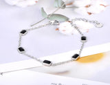 Black/Blue CZ Crystal Charm Bracelets Stainless Steel Bohemia Chain & Link