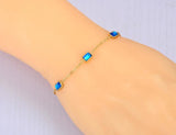 Black/Blue CZ Crystal Charm Bracelets Stainless Steel Bohemia Chain & Link
