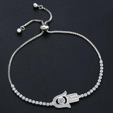 Adjustable Micro Pave Bracelet Hand of Fatima CZ Fine Jewelry