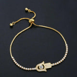 Adjustable Micro Pave Bracelet Hand of Fatima CZ Fine Jewelry