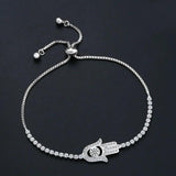 Adjustable Micro Pave Bracelet Hand of Fatima CZ Fine Jewelry